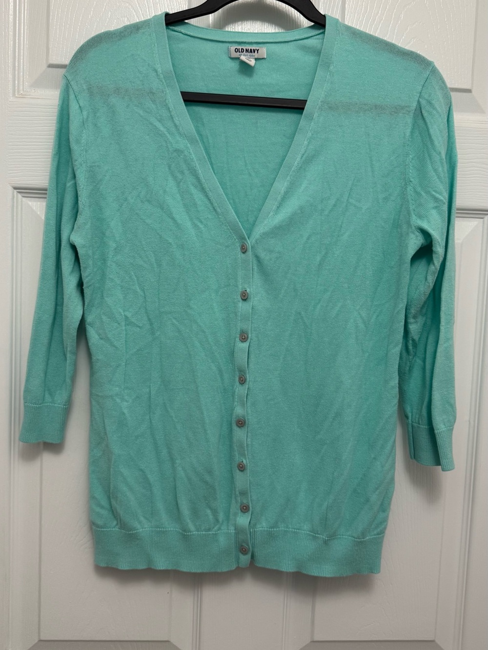 Old Navy Turquoise V-Neck Button Cardigan